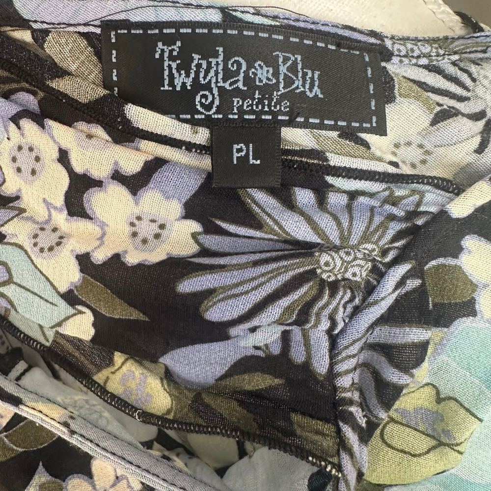 Y2K ruffle hem slip dress blue floral Twyla Blu - Picture 5 of 5